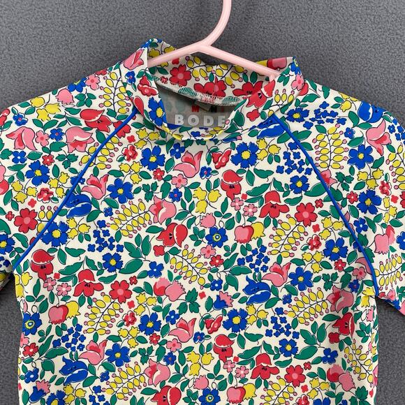 Mini Boden Long Sleeve Rash Guard Kids Girls 4-5 Floral Sun Protection Raglan - Picture 7 of 14
